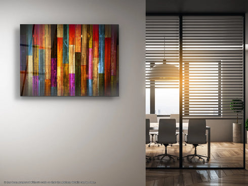 Colorful Wooden Glass Wall Art Durable Glass Printing Art Wall Hangings Modern Glass Art Large Glass Panel